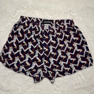 VINTAGE 80s Joe Boxer 100% Silk Maroon Baseball Player Print Men's Boxers